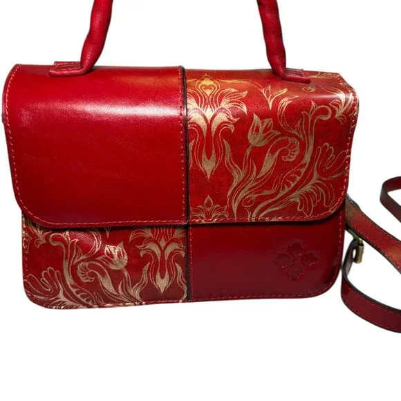 Patricia Nash Garnet Red Leather Crossbody Top Handle Bag - Picture 2 of 8